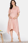 Coucou Maternity Woven Mid Calf Length Loungewear Dress With Front Open Button - Beech Wood — thumbnail 2